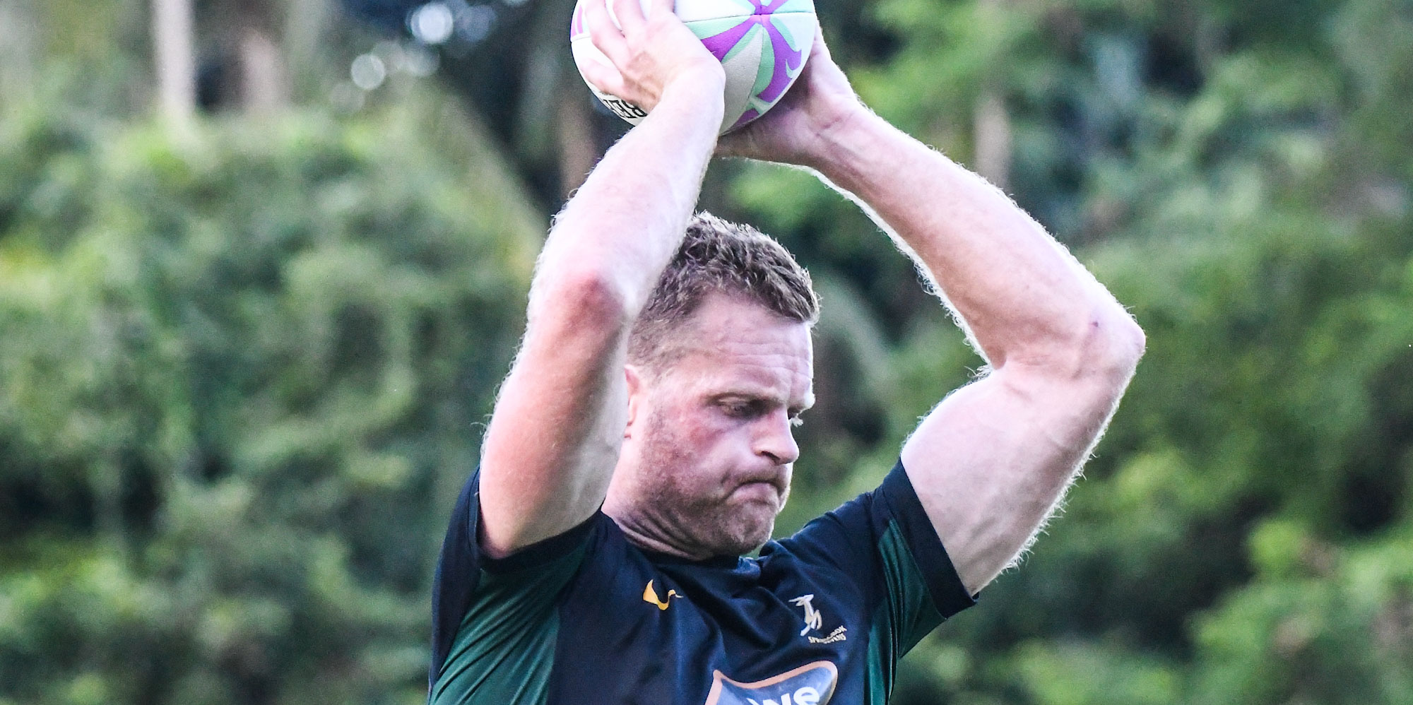 Dylan Sage at Blitzbok training in Singapore on Monday.