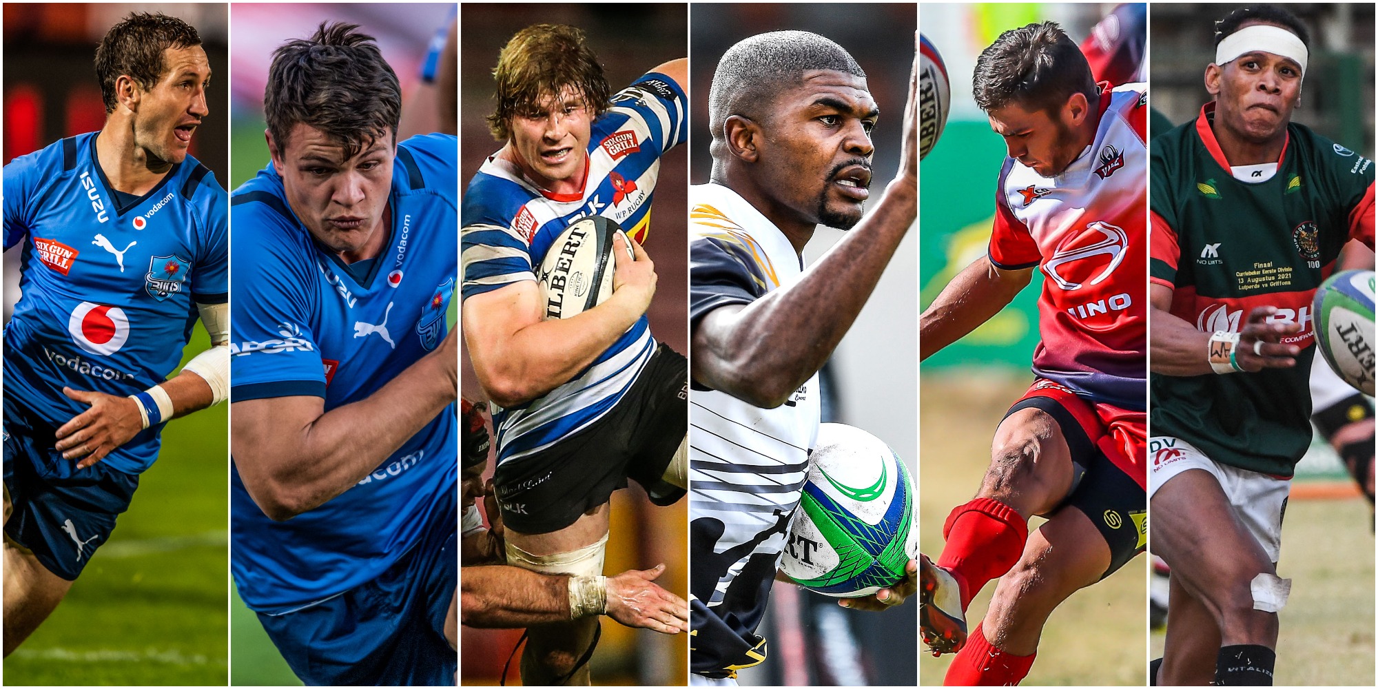 Carling Currie Cup Player of the Year nominees (left to right): Goosen, Louw, Roos, Maart, Richter and Visagie.