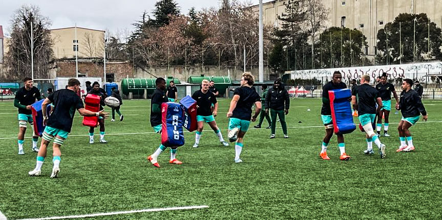 Defensive drills on a cold day in Tbilisi.