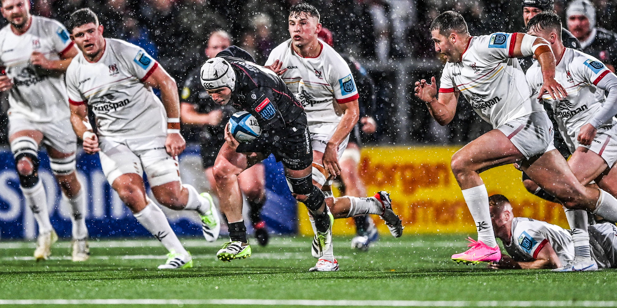 Henco van Wyk on the attack for the Emirates Lions against Ulster earlier in the season.