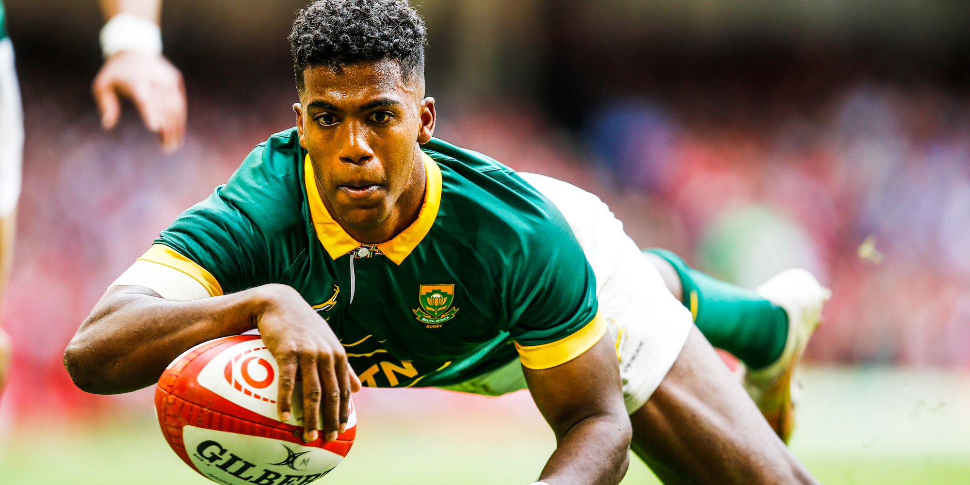 Canan Moodie goes over for the first of his two tries against Wales last Saturday.