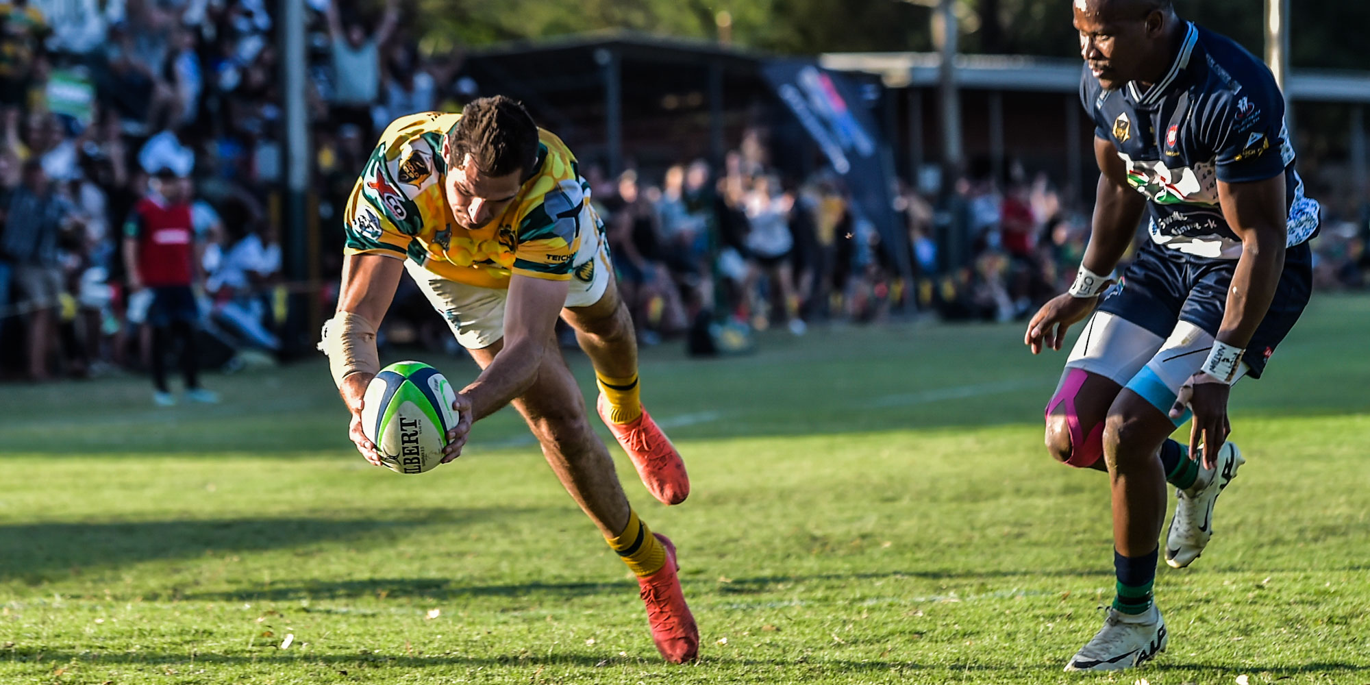 Hansie Graaf goes over for his try for Naka Bulle.